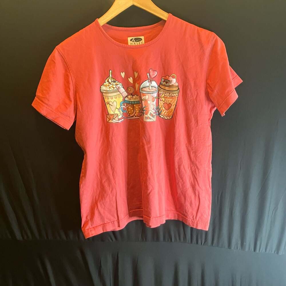 Haley Women's Valentine's Day Coffee Graphic T-Shirt size M